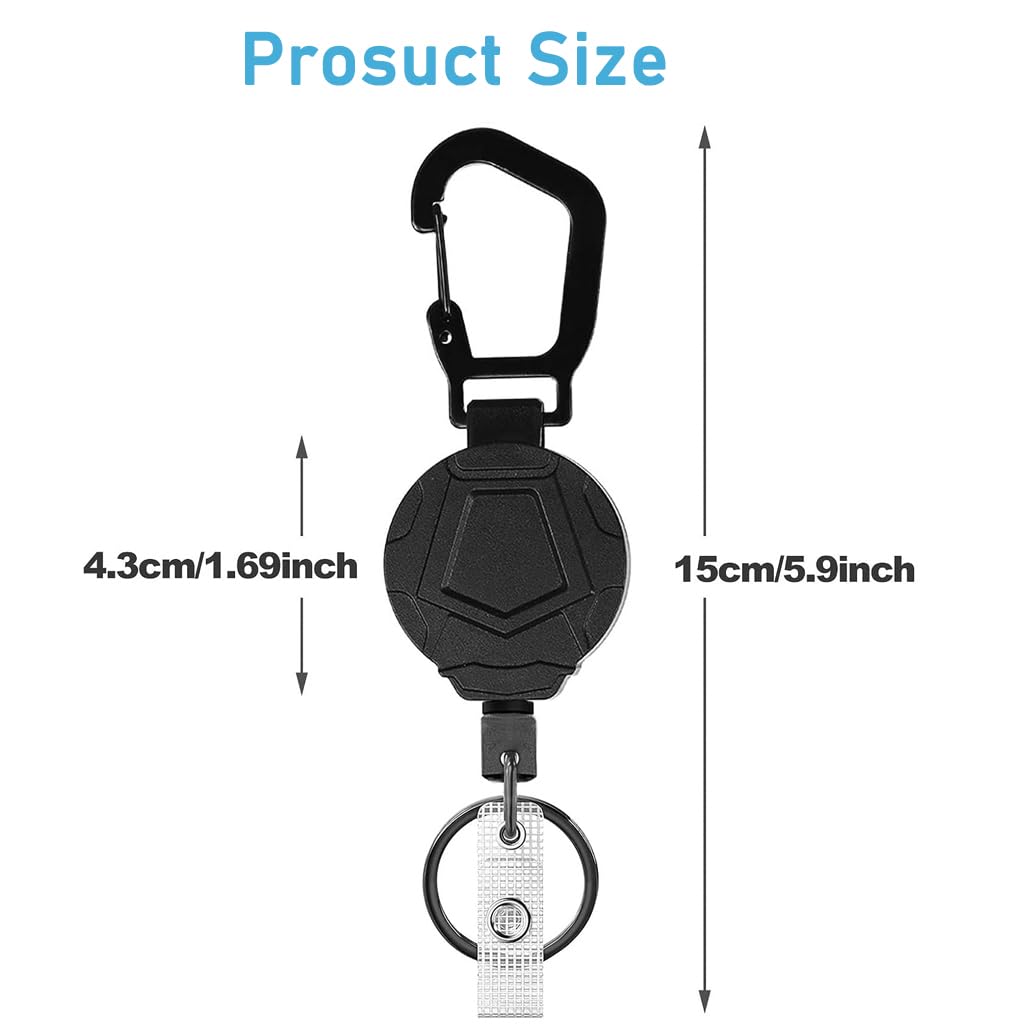HASTHIP® Portable Retractable Keychain with ID Badge Holder Clip Heavy Duty Carabiner 31 Inch Metal Reel Easy Access Outdoor Anti-Lost 2PCS HASTHIP® Portable Retractable Keychain with ID Badge Holder Clip Heavy Duty Carabiner 31 Inch Metal Reel Easy Access Outdoor Anti-Lost 2PCS